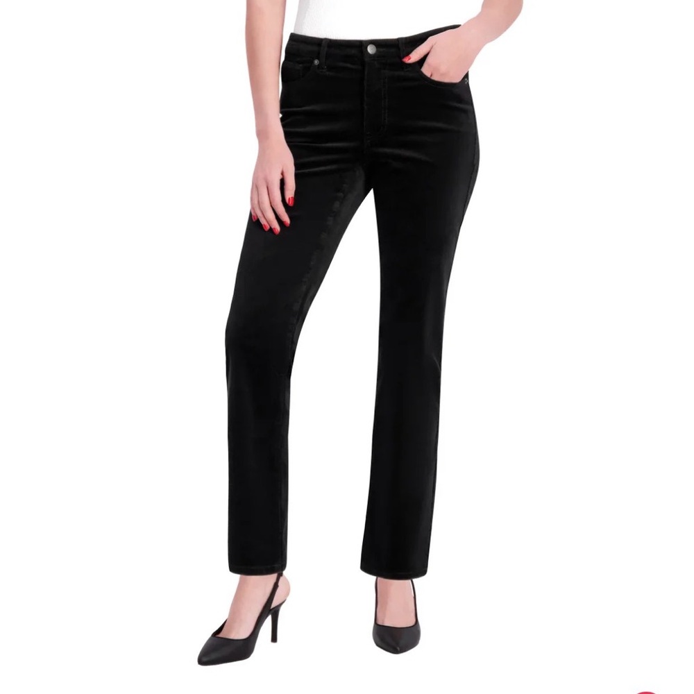 Size 6 TOMMY HILFIGER STRAIGHT-LEG CORDUROY PANTS - Black